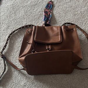 Aldo Tan Leather Backpack with Adjustable Straps
